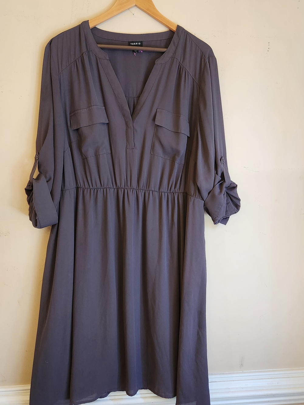 Torrid Women's Dark Gray V-Neck Utility Dress